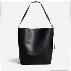 Madewell Black Leather Tote with Gold Accent